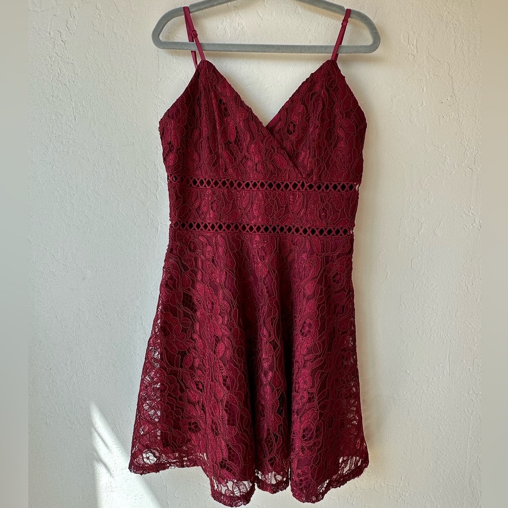 Red Lace A-line Mini dress